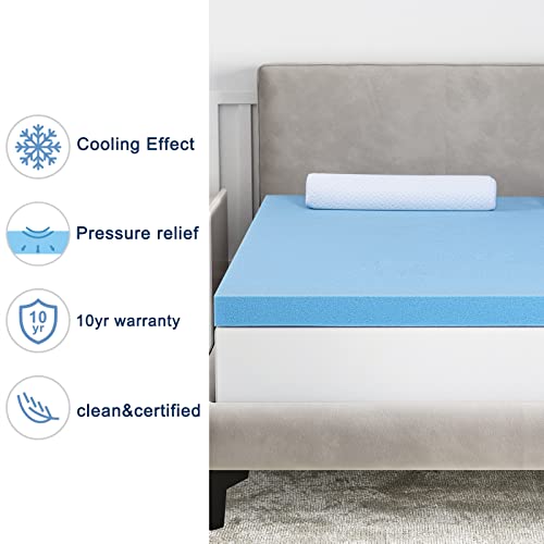 Molblly Mattress Topper Full,2 Inch Memory Foam Bed Topper For Back Pain,Medium Soft Gel-Infused Memory Foam,10 Years Warranty,Full Size #TOP1