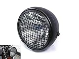 Casquillo H4 estándar 7.7\" Negro Mate Parrilla de Malla H4 55w Metal Project Moto Faro Retro Vintage Aspecto