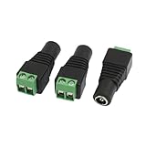Aexit 3 Pcs Audio & Video Accessories Black Green 5.5 x 2.1mm DC Power Adapter for Connectors & Adapters CCTV...