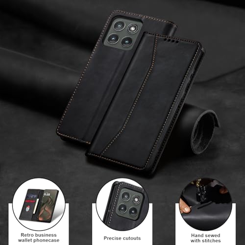 Image of Jasonyu Flip Wallet Case for Motorola Edge (2025) /60 /60 Pro /Fusion,Black