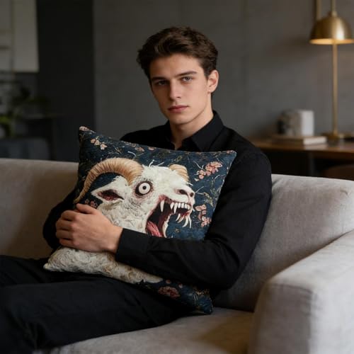 Cojín de Cabra Gritona de 45x45 cm en Pack de 3 Fundas Decorativas para Sofá 3