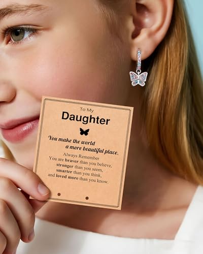 Image of Hypoallergenic Butterfly Hoop Earrings for Granddaughter /Daughter