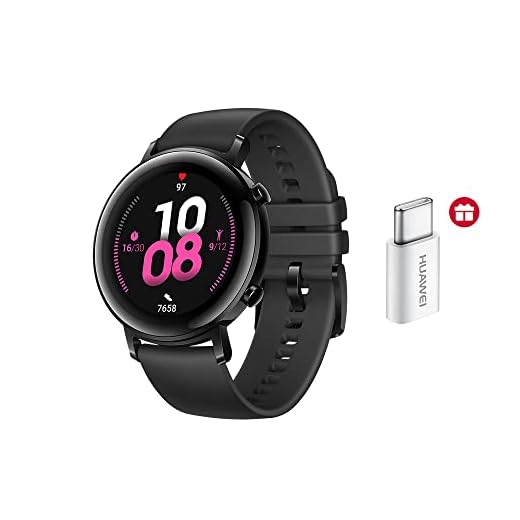 HUAWEI Watch GT 2 42mm Montre Connectée, Un Design Minimaliste, Autonomie de 2 Semaines, GPS Intégré, Appels Bluetooth, Suivi du Rythme Cardiaque en Temps Réel, Fonctionne avec iOS et Android, Noir