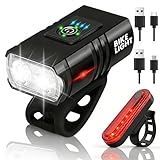 SERIONR Lumiere Velo,Lampe Velo Rechargeable USB,6 + 4 Modes éclairage Lumière Vélo Avant et Arrière,Kit éClairage Velo LED avec Affichage du Niveau de Batterie pour vélo de Route,VTT,Trotinette