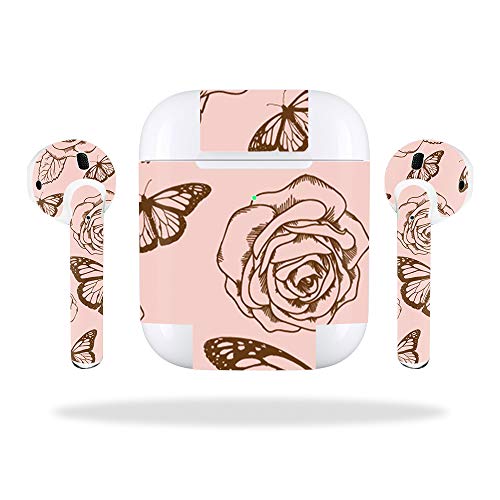MightySkins Skin Compatible with Apple AirPods 2 (2019) - Butterfly Garden | Protective, Durable, and Unique Vinyl Decal wrap Cover | Easy to Apply, Remove, and Change Styles | Made in The USA
