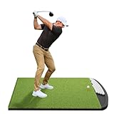 Integrated Golf Hitting Mat with Curved Ball Tray 5x4ft 6x4ft 26mm 31mm Thickening Golf Practice Mats Indoor & Outdoor, Durable Golf Turf Matt with 3 Tees for Hitting Chipping Striking, Swinging
