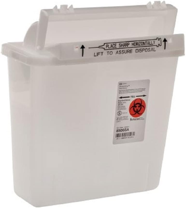 Covidien 8506SA SharpSafety Safety in Room Sharps Container Counterbalance Lid, 5 Quart Capacity, Clear (Pack of 20)