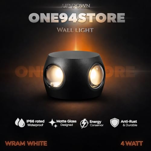 Image of One94Store LED Outdoor UP Down Wall Light 4 Watt Rainproof & Shockproof Aluminium Body 4 Way Exterior Wall Step Light Fixture (Warm White) Pack of 1 with 3 Month Warranty