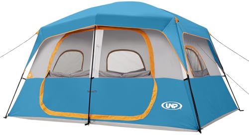 Image of UNP 2 /4 /6 /8 Person Tent, Portable Cabin Tent, Camping Tent 4-Person Easy Set Up, Waterproof with Top Rainfly for Outdoor Camping /Hiking