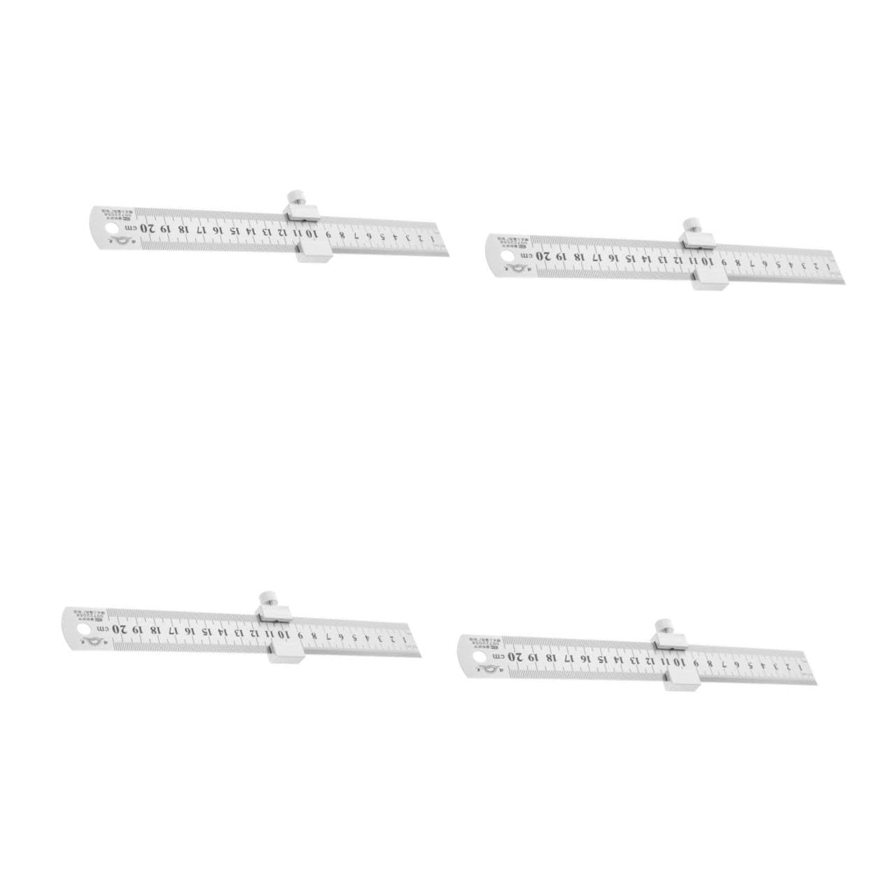 Angoily 4 Set Righello in Acciaio Inossidabile con Blocco Posizionamento Resistente e Antiruggine per Falegnami Architetti e Ingegneri Strumento Misura Compatto e Durevole
