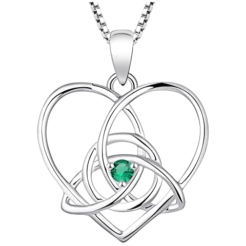 YL Celtic Knot Necklace 925 Sterling Silver Heart Infinity Pendant Birthstones Trinity Love Knot Jewelry, Metal Cover