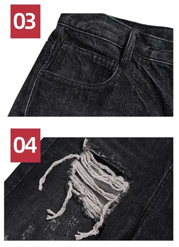 Men's and Women's Tassel Jeans Hole Pants Wide Leg Jean3