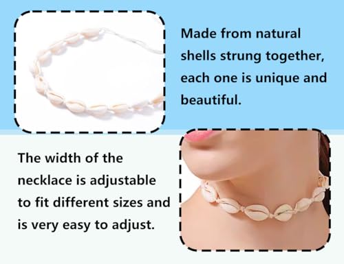 KAPSING 2 sztuki naszyjników z muszli, zestaw bransoletek, 1 sztuka choker muszla i 1 bransoletka z muszli, dla dziewcząt i kobiet, muszla