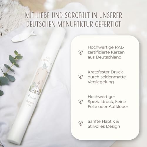 AMARI ® Kommunionkerze personalisiert Friedenskapelle H:40cm/⌀:4cm - Personalisierte Kommunionkerze für Jungen & Mädchen – Kerze zur Kommunion selbst gestalten - Image 10