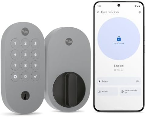 Yale Ash Keyed Deadbolt Smart Lock with Google Matter, YRD510-MT1-ASH
