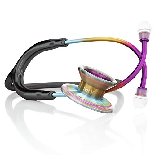 MDF Black-Kaleidoscope MD One Epoch Lightweight Titanium Stethoscope, Adult, Free-Parts-for-Life, Black Tube, Kaleidoscope Chestpiece-Headset, MDF777TKL11