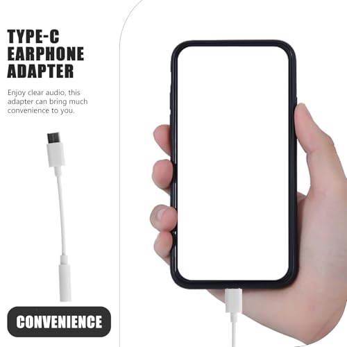 Veemoon-12-Pcs-Typec-Adapter-Type-c-to-35-Mm-Jack-Microphone-Charging-Converter-Headset-for-Computer-Stereo-Headphones-Data-Cable-Dongle-Headphone-Adapter-TPE-Wire-Earphone-White-Splitter