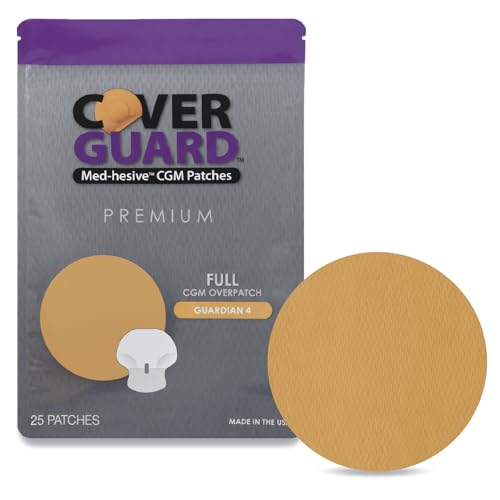 CoverGuard CGM Overpatch | Guardian 4 | Tan Full Coverage Design| 25-Count | Waterproof Adhesive | Anti-Fray | Easy Application & Removal | Made in USA | Sensor Protection