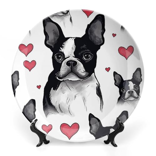 Assiette décorative en céramique Boston Terrier avec support de table pour les vacances - 2