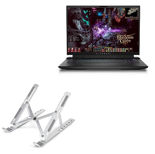 BoxWave Stand and Mount Compatible with Dell Alienware M18 - Compact QuickSwitch Laptop Stand, Portable Multi Angle Viewing Foldable Riser - Metallic Silver