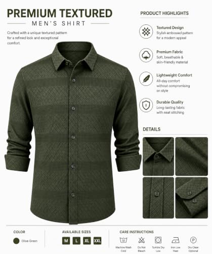 Image of The Kab's Men Casual Shirt | Textured Cotton Fabric Regular Fit Shirts for Men Stylish | Full Sleeve Shirt for Man | Comfortable Breathable Fabric | Perfect for Casual Office and Outing Wear