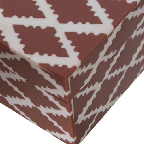 Boîte à bijoux en résine rouge et blanche DRW - Coffret de rangement compact - 3