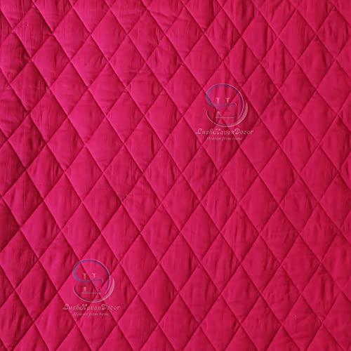 Image of Jaipuri Razai Single Bed Gold Print with Computerized Quilting Use as Soft and Breathable Cotton Comforter Quilt Rajai Blanket Dohar Size 55X85 inch Pink Pack of 2