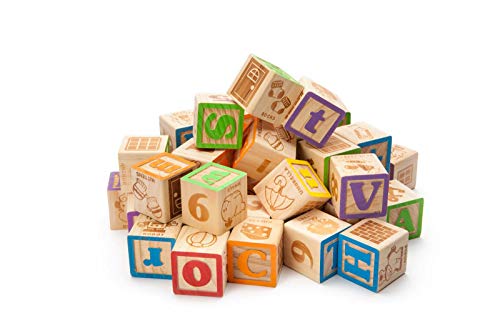 Maxim Enterprise, inc. Jumbo Wooden ABC Blocks for Toddler Learning, Baby Shower Decoration, Engraved Alphabet and Number Blocks to Stimulate Learning, Creativity, Early Development, 40Pcs - Thumbnail 2