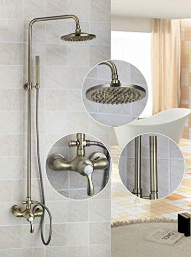 Ensemble de douche pluie avec mitigeur de baignoire et pommeau rétro 20,3 cm