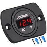 Linkstyle DC Volt Meter 12V, Battery Voltage Gauge 12V, Digital Voltage Meter 12 Volt, Waterproof LED Voltmeter Gauge, Panel Mount Voltmeter for Car Boat Marine Motorcycle Truck RV ATV UTV