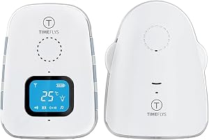 TimeFlys Audio Baby Monitor Crown Talk Back Intercom Long Range up to 1000 feet Vibration LCD Display Temperature Monitoring and Warning Lullabies Night Light