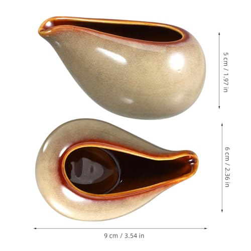 Saucière en céramique Amosfun 100ml pot à lait marron pour service de table - 3