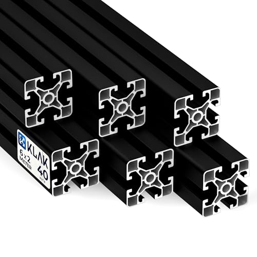 KLAK 40 - Aluprofil 6 Stück 40x40mm light 2m System-, Montage-, Konstruktionsprofil Nut 8 schwarz