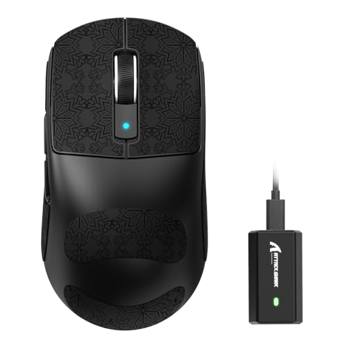 ATTACK SHARK R6 Kabellose 8-kHz-Gaming-Maus, SUPERLEICHT 39g, Nordic 52840 MCU, PixArt PAW3950MAX-Sensor, BT/2,4 G/kabelgebunden, 6 einstellbare DPI bis zu 42000, 250-mAh-Akku, PC/Mac(Schwarz + Band)