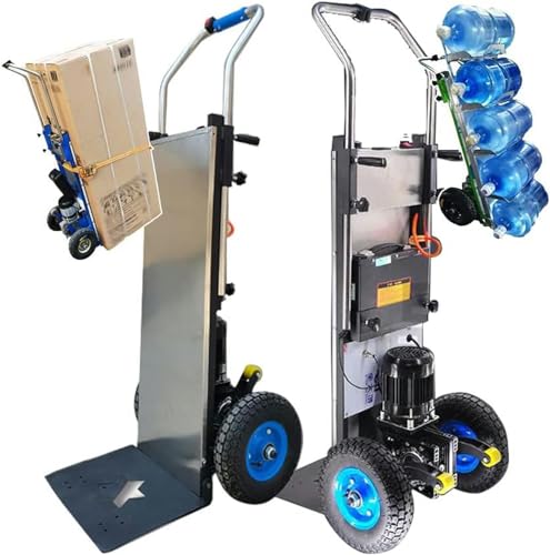 Carretilla de Mano Sube-escaleras Eléctrica, Carretilla para Subir Escaleras Que Ahorra Mano de Obra con Mango Telescópico, 48 V/36 Ah, Botón de Manija (Abrir/Parar instantáneamente)