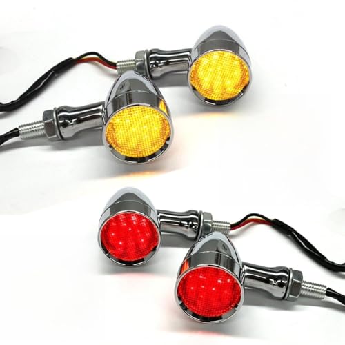 DREAMIZER 4pcs LED Motorcycle Amber Red Front Rear Brake Turn Signal Light Blinker Driving Tail Light Compatible With Sportster 883 Street bike Dirt bike Cruiser and chopper by DREAMIZER - Used condition - US$15.31