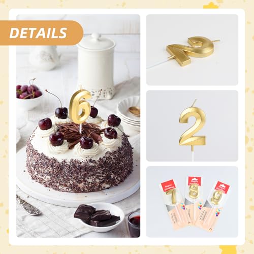 100th Birthday Candles for Cake, Gold Number 100 Candles Happy Birthday Candle Cake Topper Decoration for Him Her Birthday Party Wedding Anniversary Celebration Supplies (100, Gold)