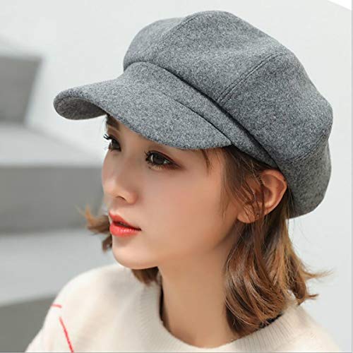 Queenbox Womens Octagonal Beret Cap Wool Beret Newsboy Hats Visor Beret Cabbie Hat Wine Red #TOP5