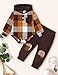 Fommy Baby Boy Clothes 6-9 Months Fashion Infant Boy Outfits Baby Deep Brown Flannel Plaid Long Sleeve Hoodie Romper & Deep Brown Pants Fall Winter 2 Pcs Clothes for Boy