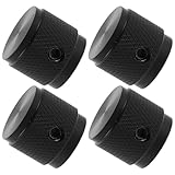 DECHOUS 4 Stück Lautstärkereglerknöpfe aus Aluminium 6mm Innendurchmesser Gerändelte Oberfläche Schwarz Rutschfeste Potentiometerknöpfe für Audio und Gitarrengeräte