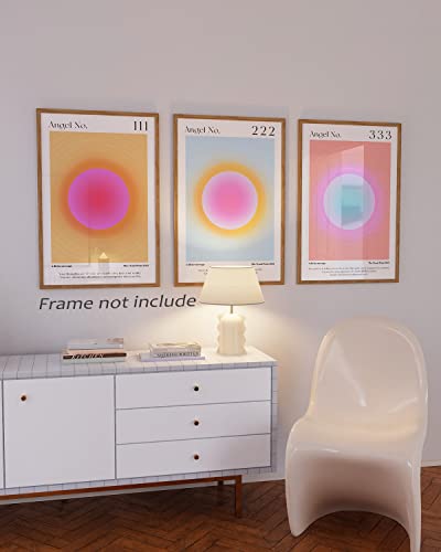 Colorful Gradient Aura Angel Numbers Poster Sets For Room Aesthetic Inspirational Quotes Canvas Wall Art Paintings Abstract Minimalist Y2K Style Room Wall Decor For Bedroom Office 12X16In Unframed #TOP7