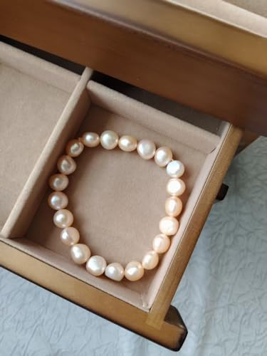 Image of Cultured Freshwater Bracelet Real Pearl Baroque Stretch 7 Inch, 8-9 mm For Women Girls Mother Gift