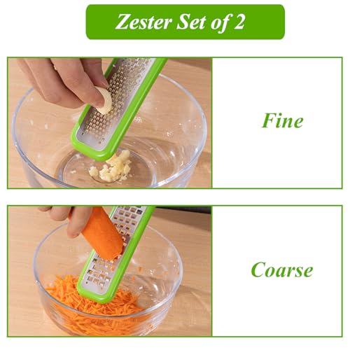 Zester Grater Set of 2, Cheese Grater for Kitchen Lemon Zester Tool Garlic Grater Ginger Grater, Kitchenaid Food Grater with Handle Handheld, Sharp Stainless Steel Blade with Protective Cover