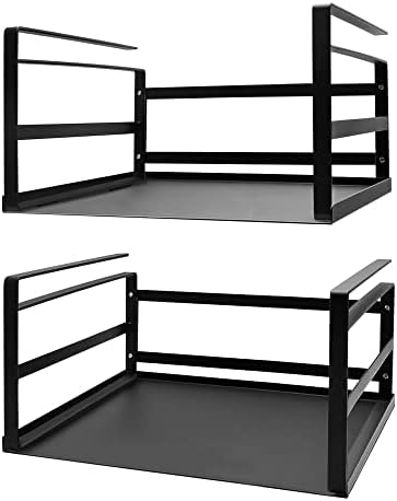 Nxconsu 2Pack Under Shelf Storage Cabinet Hanging Basket Organizer Under Pantry Storage Shelf Rack Holder for Kitchen Cupboard Desk Table Bookshelf Can Bottle Heavy Duty All Metal Slide-in Black