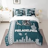 Feelyou Football 7 Pieces Comforter Sets Philadelphia Bedding Set for All Season King Size Gifts for Football Fans Football City Bed in a Bag with Comforter, Sheets, Pillowcases & Cushion Cover