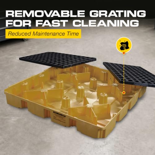 Image of Eagle Square 4 Drum Spill Containment Pallet, Made in the USA, Yellow
