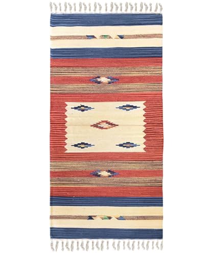 Prodotto in India Pierre Tappeti Tappeto kilim multiuso 100% cotone lavabile KELIM 02 cm.140x200 Tappeto salotto, soggiorno, camera da letto