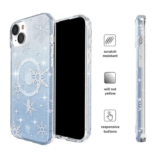 VELVET CAVIAR Christmas Phone Case for iPhone 15 - Compatible with MagSafe - 10ft Drop Tested - Holiday Winter Theme, Clear Blue, Snowflakes by VELVET CAVIAR - Image 6