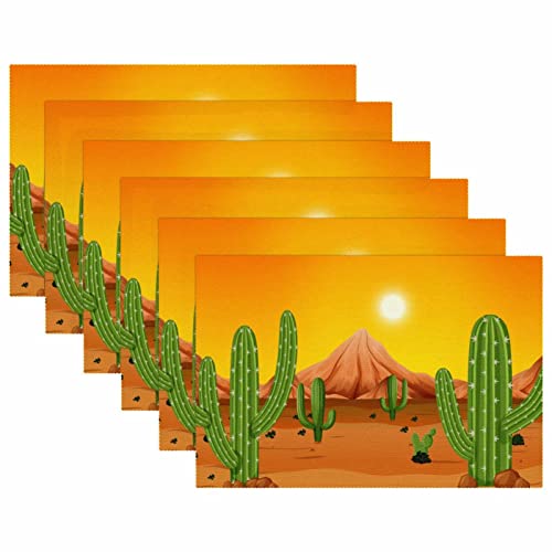 Sets de table forme cactus vert 30x45cm résistant chaleur pour table à manger - 6