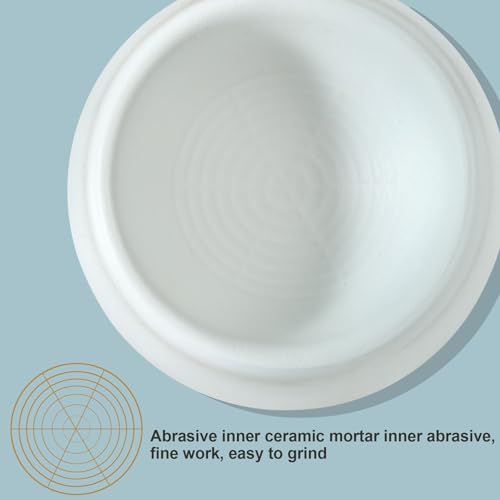 Howise Mortar and Pestle Set, Pill Grinding Bowl,Pill Crusher and Spice Stone Grinder, 2.5 Inch, 1/2 Cup, Grinding is Efficient and Labor-Saving
